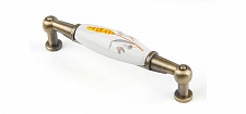 Ручка скоба с фарфором "Колосок" SF01-02-96 BA, 96мм. Цвет Античная бронза. KERRON