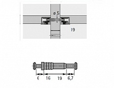 Двойной дюбель DU 712. Размер 6.7-16-6.7 мм, диаметр - 5 мм. 1019462. HETTICH