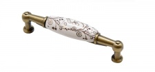 Ручка скоба с фарфором "Орнамент" SF01-04-96 BA, 96мм. Цвет Античная бронза. KERRON