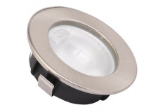 Мебельный светильник FT9252. Врезной, круглый, галогенный. Матовое стекло. С коннектором. Лампа G4, IP20, 12V, 10-20W. Цвет Сатин никель. GLS.