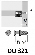 Ввинчиваемый дюбель DU 321. Размер 6.7-11 мм, диаметр - 5 мм. 9021847. HETTICH (100 шт.)