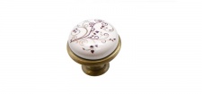 Ручка кнопка с фарфором "Орнамент" KF01-04-96 BA. Цвет Античная бронза. KERRON